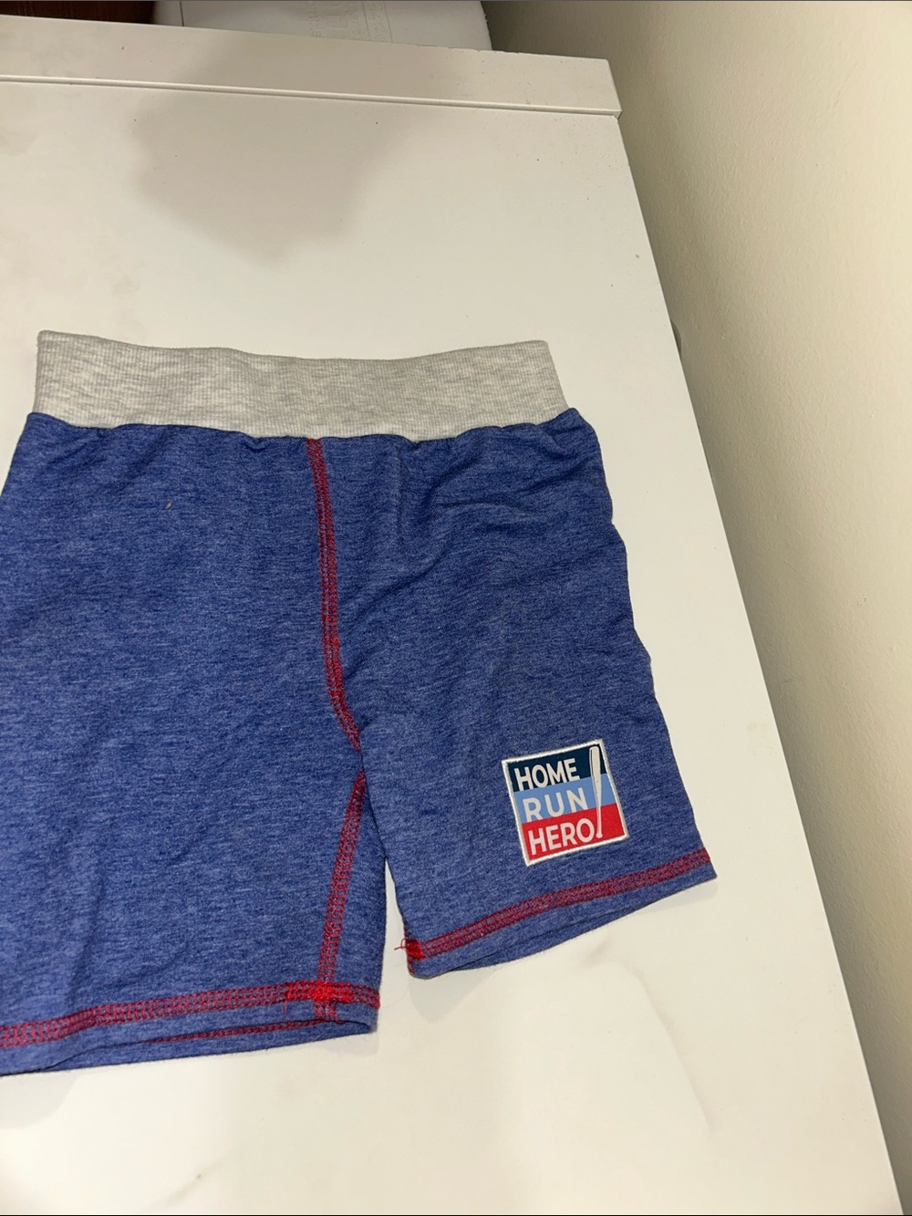 Kids Blue 'Home Run Hero' Athletic Shorts with Gray Waistband